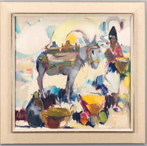 Willem Jilts Pol (1905-1988) Market scene with Donkey - Lyklema Fine Art