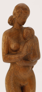 Continental School  (20th century)- wooden sculpture  Mother and Child